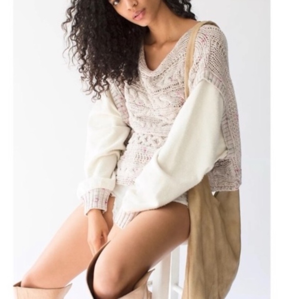 NWT Free People Sweater Honey Cable Pullover Multi Color Open Knit ~ Size Med - Picture 5 of 7
